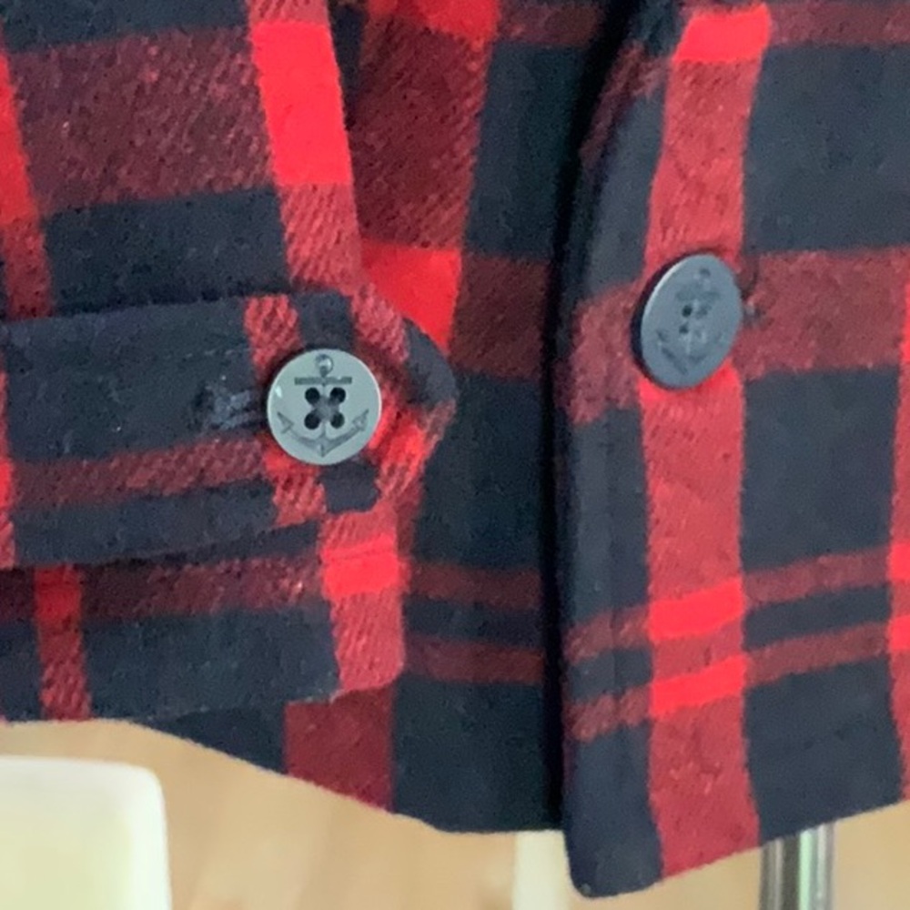 2T Janie and Jack Wool Peacoat EUC Red and Dark Navy Lined with Anchor Buttons - Picture 4 of 4